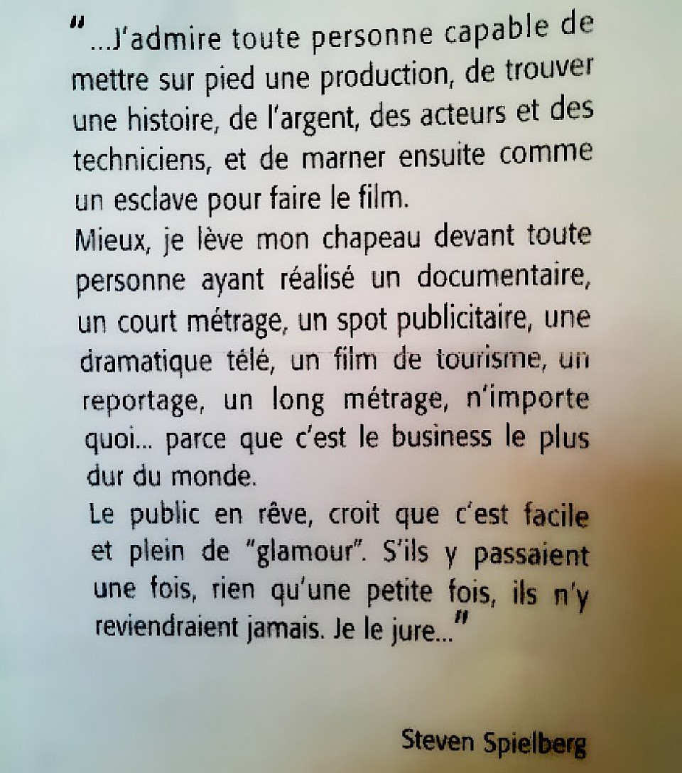 Faire un film - citation Spielberg